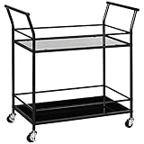 HOMCOM Küchenwagen, Rollwagen, Servierwagen mit 2 Ablagen, Trolley, Beistellwagen auf Rollen, Aufbewahrungswagen für Küche, Metall, Schwarz, 75 x 40 x 80 cm