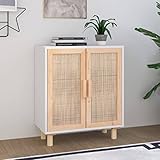 TALCUS Möbel mit Sideboard weiß 60x30x70 cm massiv Kiefer natur Rattan