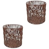 Alipis 2 Stück Hohler Aufbewahrungskorb Make-Up-Behälter Gewebter Pflanzenkorb Geflochtener Zubehörkorb Handgeflochtener Korb Wohnzimmer-Mülleimer Pp Brauner Müllkorb