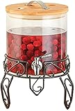 TEMKIN Getränkespender for Partys, Saftspender, Glas-Getränkespender mit Ständer, Zuhause, Outdoor, Picknick, Grillpartys, for Wasser, Sangria Bier