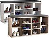 VCM Holz Sitzbank Schuhschrank Schuhregal Schuhkommode Sitzkommode 10 Fächer Hinsol S Sonoma-Eiche