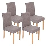 Mendler 4er-Set Esszimmerstuhl Stuhl Küchenstuhl Littau - Textil, grau, helle Beine
