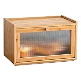 Brotbox aus Bambus für Küche, große Kapazität, Brotaufbewahrungsbehälter, Bauernhaus, Brotkasten mit Fenster, Brothalter, Brotaufbewahrungsbehälter. (Natur)