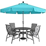 MASTERCANOPY 270 cm Sonnenschirm mit Volant Patioschirm Gartenschirm Terrassenschirm Tischschirm Martkschirm 8 Rippen, Türkis