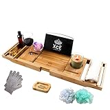 XcE Bathtub Caddy Tray - Bamboo Wood Bath Tray and Bath Caddy for a Home Spa Experience