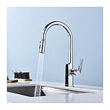 Berührungsloser Küchenspülen-Wasserhahn, LED-Küchenarmatur Mit Digitaler Temperaturanzeige, Herunterziehbarer Brause Und 3 Modi, Einhand-Küchenmischer-Spültischarmatur Aus Messing,Chrome