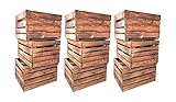 Geflammte Holzkisten im Set-Angebot: Originale, vintage Obstkisten Apfelkisten aus dem alten Land zum Möbelbau oder Dekoration mit den Maßen 50 x 40 x 30cm (9er Set)