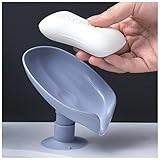 ORBHES Seifenschale Blattform Seife Box Drain Seifenhalter Box Badezimmer Zubehör WC Wäscherei Seifenbox Badezimmer Zubehör Tablett Gadgets Seifenschale Wandmontage (Size : Gray)