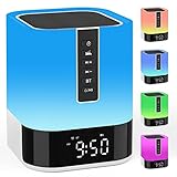 AFEXOA Bluetooth Lautsprecher mit Licht, Geschenke Mädchen, Wecker mit Licht, White Noise Machine, Kinder Lichtwecker, Nachttischlampe Touch Dimmbar mit 48 Farbwechsel, Geschenke für Mädchen Junge