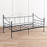 FetiNes Tagesbett Bettsofa Schlafsofa Einzelbett Metallbett Jugendbett Gästebett Bett Sofas Couches 90x190 Schwarz