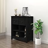 TEKEET Home Furniture Sideboard schwarz 70x35x80cm Massivholz Kiefer