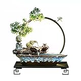 brunnen Indoor-Relax-Desktop-Brunnen Wasserfall Keramik-Tisch-Wasserbrunnen mit schwarzem Metallsockel und LED-Licht Indoor-Zen-Desktop-Relax-Wasserspiel Spa-Yoga-Innendekoration Wohnaccessoires & Dek