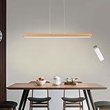 FANLG LED Pendelleuchte Holz, 90CM dimmbare Hängeleuchte Esstisch mit Fernbedienung, Esstischlampe moderne Hängelampe höhenverstellbar, 15W 1400lm Pendelleuchte für Esszimmer|Wohnzimmer|Küche