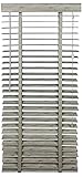 Jalousie in Holzoptik | 50 mm Lamelle | Verschiedene Größen | Sonnenschutz für Fenster mit Bohren | PVC weiß/grau (grau, 60 x 240 cm)