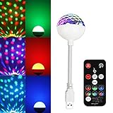 Mini Discokugel Licht mit Nachtlicht, USB Auto Atmosphäre Lichter Musikgesteuert Kleine Partylicht Strobe Magic Ball mit Fernbedienung für Disco Party Deko Feste DJ Club Stage Kinder Geburtstag…