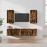 JUNZAI 5-TLG. TV-Schrank-Set, Wohnzimmer Möbel, Sideboard Wohnzimmer, Fernsehschrank, Tv Kommode, Tv Lowboard, Tv Möbel, Wohnwand, Räuchereiche Holzwerkstoff