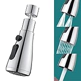 Brausekopf Küchenarmatur Wasserhahn Brause Aufsatz 3-Funktions Küchenbrause Ersatzkopf Küchenarmaturen Ersatz Brausekopf für Spültischarmatur, Geschirrbrause Brause, Küche, Bad (Silber)