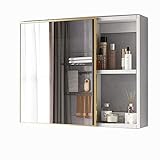 PADG Spiegelschrank Mit Aufbewahrungsbox Badezimmer-Wandschrank Mit Spiegelregal, Grau, Weiß (Maße: 60/70/80 cm) (Color : Blanc, Size : 70cm)