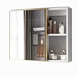 PADG Spiegelschrank Mit Aufbewahrungsbox Badezimmer-Wandschrank Mit Spiegelregal, Grau, Weiß (Maße: 60/70/80 cm) (Color : Blanc, Size : 70cm)