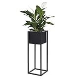 Blumentopf mit Ständer Blumenkübel Pflanztopf Übertopf Pflanzgefäß Blumenständer Metallständer Blumentopfständer Metall 60cm Schwarz