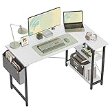 CubiCubi Computertisch mit Ablagefächern, 100cm Schreibtisch Kleiner L-förmiger Eckschreibtisch mit Regalen, Umkehrbarer Computertisch Schreibtisch mit Bücherregal, Weiß
