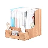 MORYEN Aktenregal Aktenregal mit Stifthalter Holz-Datenspeicher mit großer Kapazität Desktop-Buchständer Bürobedarf Desktop-Organizer Büro-Ordner-Organizer Regal Buchstützen Regale