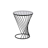 Teetisch Runder Metall Esstisch Beistelltisch Kreativ Kleiner Couchtisch Rund Gehärtetes Glas Arbeitsplatte Spiraldesign Tisch Kleiner Couchtisch (Farbe: Schwarz Größe: Small)