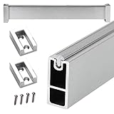 RAUGAJ Hochleistungs-Aluminium-Legierungsschrankstangen Mit Slip-Stille-Streifen, Wandhalterungsstangen Für Balkon/Garderobe/Toilette, 40-150 cm Lang Anpassbar/Silver/58In(147Cm.3)
