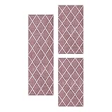 HomebyHome Bettumrandung Schlafzimmer 3 teilig Kurzflor Teppich Rosa - Waschbarer Teppich Extra Flauschig Bettvorleger Schlafzimmer Bettset:2 mal 80x150 + 1 mal 80x250