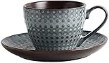 Cappuccino-Tassen, dickwandige Kaffeetasse mit Porzellantasse, 200-ml-Latte-Tasse, keramisch geprägte Retro-Kaffeetasse und Frühstücksmilchtasse-B (Color : A)