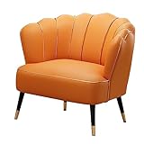 SFXYOYBT Modern Wohnzimmer Sessel Leder Akzent Stuhl Wanne Stuhl Mit Gekrümmten Rücken Dick Weich Gepolsterten Sitz Und Armlehne Für Haus Oder Schlafzimmer(Color:Orange)