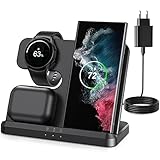 CAVN Kabelloses Ladegerät Kompatibel mit Samsung Ladestation 3 in 1, Wireless Charger für Galaxy Watch 5 Pro/5/4/3/Active 2/Buds/2/Pro/Live, Galaxy S23 S22 S22+/S21/S20/Z Flip 4/3/Fold 4/3/2