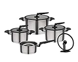 GSW 706155 Kochtopf-Set Apart 9-teilig, Edelstahl rostfrei 18/8, Glas, Kunststoff, Silber