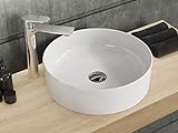 Aqua Bagno | Waschbecken, Design Aufsatzwaschbecken, Waschtisch, aus Keramik, Handwaschbecken | 42cm | rund | Weiß