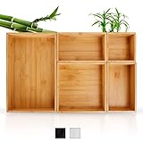 Stacki Schubladen Organizer mit Trennwand, Büro Organizer, 100% Bambus Schreibtisch Organizer - Bad Schubladen Ordnungssystem Büro Küche - Sortierbox Schubladen, 7-teilige Bambus Box (Natur)