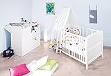 Pinolino Babyzimmer Sparset Viktoria, Kinderbett und Wickelkommode, weiß