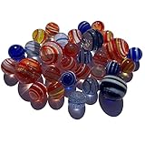 30 Handgerfertigte Mundgeblasene Bunt Durchsichtig 16mm Murmel Murmeln Kugeln Glas Dekokugeln Rot Gelb Blau