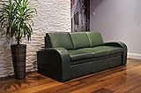 Quattro Meble Grün Echtleder 3 Sitzer Sofa Oslo FS Breite 200cm mit Schlaffunktion Ledersofa Echt Leder Couch große Farbauswahl !!!