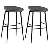 Barhocker 2er-Set, Bistrohocker Tresenhocker Barstuhl aus Metall und PP, Industrieller Barstuhl, Stabiles Metallgestell, für Restaurant, Küche, Bar, 48 x 47,5 x 95,5 cm Grau