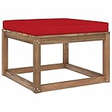 ZEYUAN Gartenhocker mit Kissen, Hocker Outdoor, Gartenmöbel, Sitzhocker, Beistelltisch Outdoor, Blumenhocker, Pflanzen Hocker, Rot