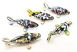 WitnyStore 5,1 cm lange schwarze Koi-Fische geblasenes Glas 5 Stück bunte Karpfen-Figuren japanische Glücksminatur Tier Dekor Geschenk