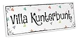 ARTFAVES® Türschild mit Spruch - Villa Kunterbunt | Vintage Deko Schild zum Thema Familie/Zuhause | Shabby Chic Schild auch als Geschenk