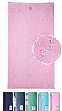Cottera® Strandhandtuch Flamingo, Strandtuch - XXL 100x180 groß, Pink, Rosa - 100% Baumwolle, Zertifiziert, Nachhaltig produziert in Portugal