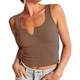 Mädchen Workout zu Frühling und Sommer neue europäische und amerikanische Damenbekleidung Internet heiße Mädchen sexy Persönlichkeit Selbstkultivierung mit Bauchnabel-Camisole Schaumstoff, coffee, M