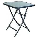 FineHome Bistrotisch Klapptisch Glas/Metall Glastisch Anthrazit/Dunkelgrau Glasplatte Eckig Balkontisch Gartentisch 60x60xH70cm