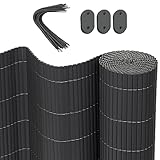 WOLTU PVC Sichtschutzmatte 100 x 400 cm (H x L), Sichtschutz Sichtschutzzaun mit Kabelbindern, UV-beständig Wetterfest Windschutz Balkonverkleidung Zaunblende für Garten Balkon Terrasse, Grau