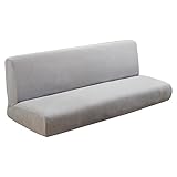 UOWEG Klappbarer Sofa-Bettbezug, einfarbig, Futon, armlos, Schonbezug, Polyester, elastisches Gewebe, All-Inclusive-Bezug Couchbezug Schwarz (Beige, One Size)