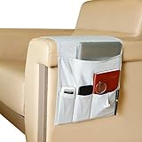 MaoXinTek Armlehne Organizer für Sofa Couch Sessel Bett Storage Tasche TV Fernbedienungshalter Platzsparender Aufbewahrungstasche für Handy, iPad, Buch, Zeitschriften, Bleistift, Beige