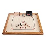 Uber Games Carrom-Set – jetzt mit härteren Kanten für besseren Rückprall, preiswerte Carrom-Bretter mit Mangoholzkanten und einer 4 mm dicken, polierten Mangoholz-Spielfläche. Wiegt 7 kg, hat eine Ges