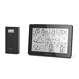 Hama Profi Wetterstation (Wettervorhersage mit Daten von professionellen Meteorologen, Funk Wetterstation mit Außensensor, Temperatur, Luftfeuchtigkeit, Windgeschwindigkeit, innen und außen) schwarz